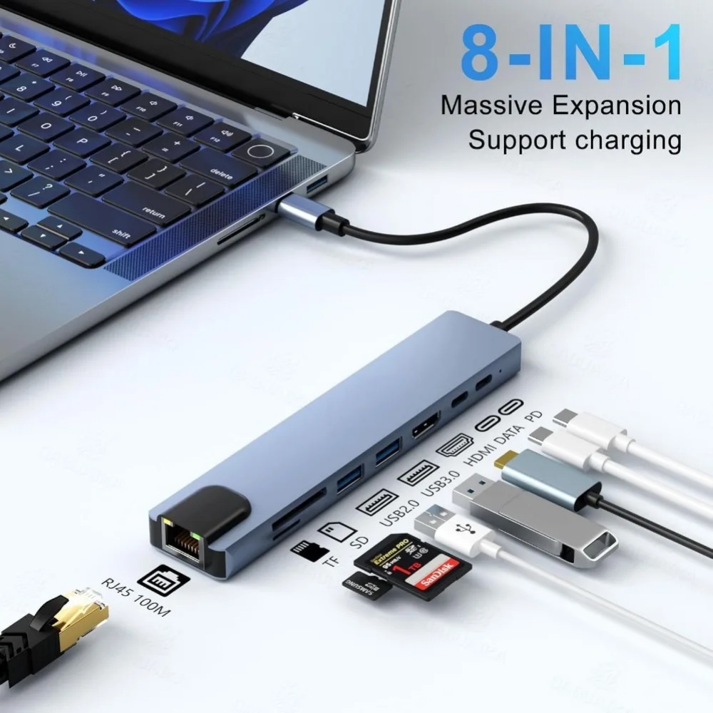 USB C Hub 8/7 in 1 4K HDMI Ada - Home Assistant Sd recension och pris